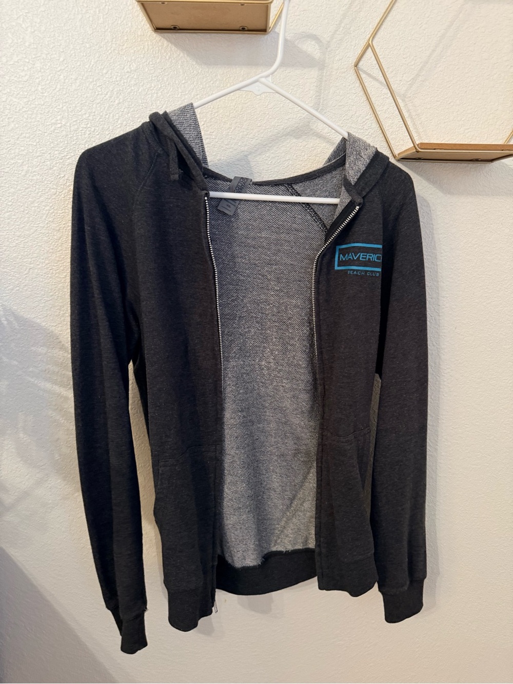 Maverick Dark Gray Zip Hoodie with Blue Logo